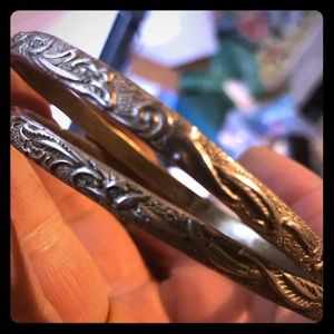 Vintage Silver Engraved Bracelets